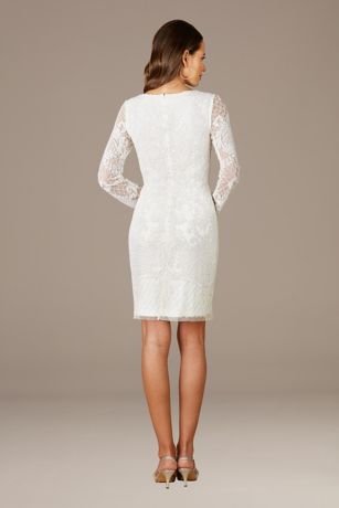 Lara Eliza Beaded A-line Bell Sleeve Bridal Short Dress
